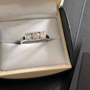 Sophisticated 14K White Gold Triple Diamond Ring